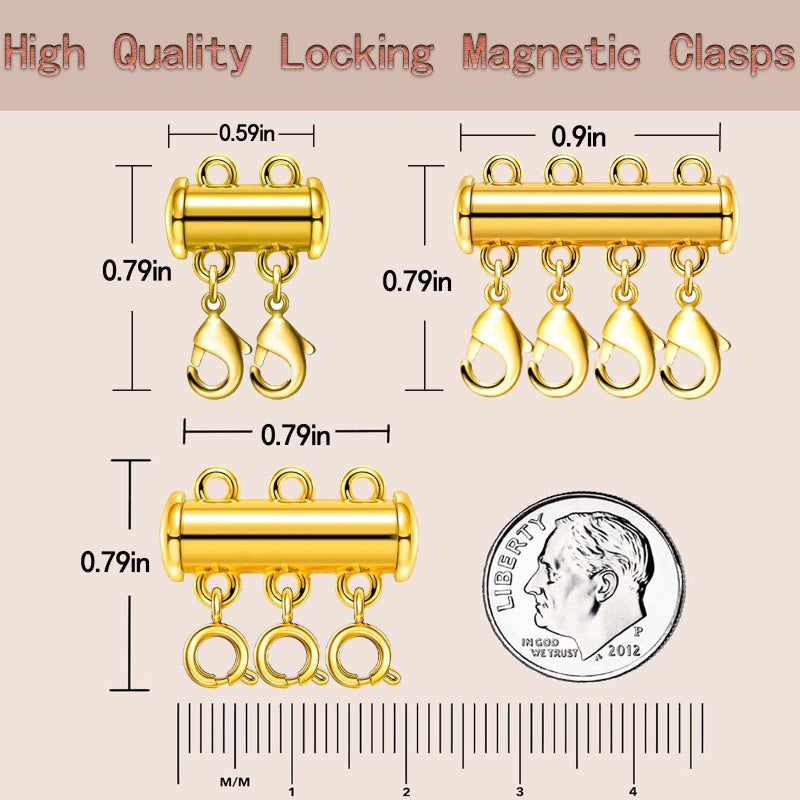OHINGLT Necklace Layering Clasps Magnetic Slide Lock Clasp Necklace Connector Multi Strands Slide Tube Clasps - Image 2