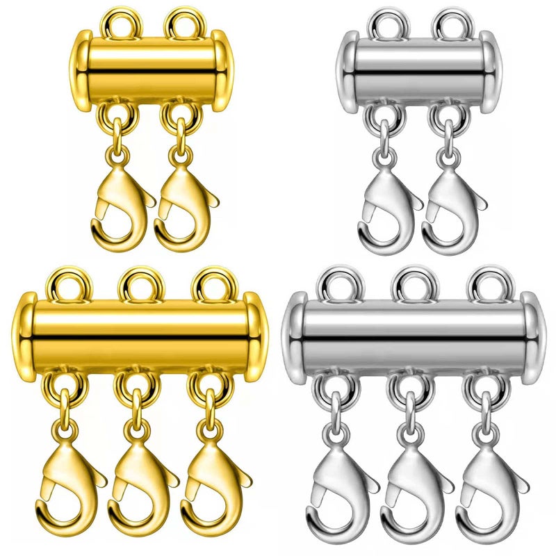OHINGLT Necklace Layering Clasps Magnetic Slide Lock Clasp Necklace Connector Multi Strands Slide Tube Clasps - Image 1
