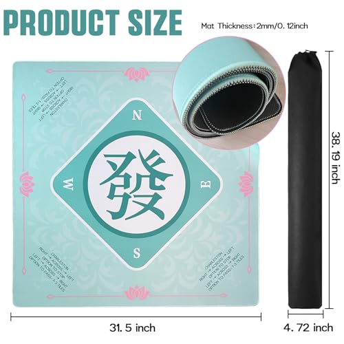 Topwon Mahjong Mat for Game Table 3mm Mahjongg Accessories with Black Carrying Bag AntiSlip Noise Reduction Table Cover for Poker Board Games Dominoes and Card Games 315 Inch - Image 5