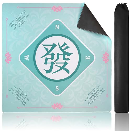 Topwon Mahjong Mat for Game Table 3mm Mahjongg Accessories with Black Carrying Bag AntiSlip Noise Reduction Table Cover for Poker Board Games Dominoes and Card Games 315 Inch - Image 1