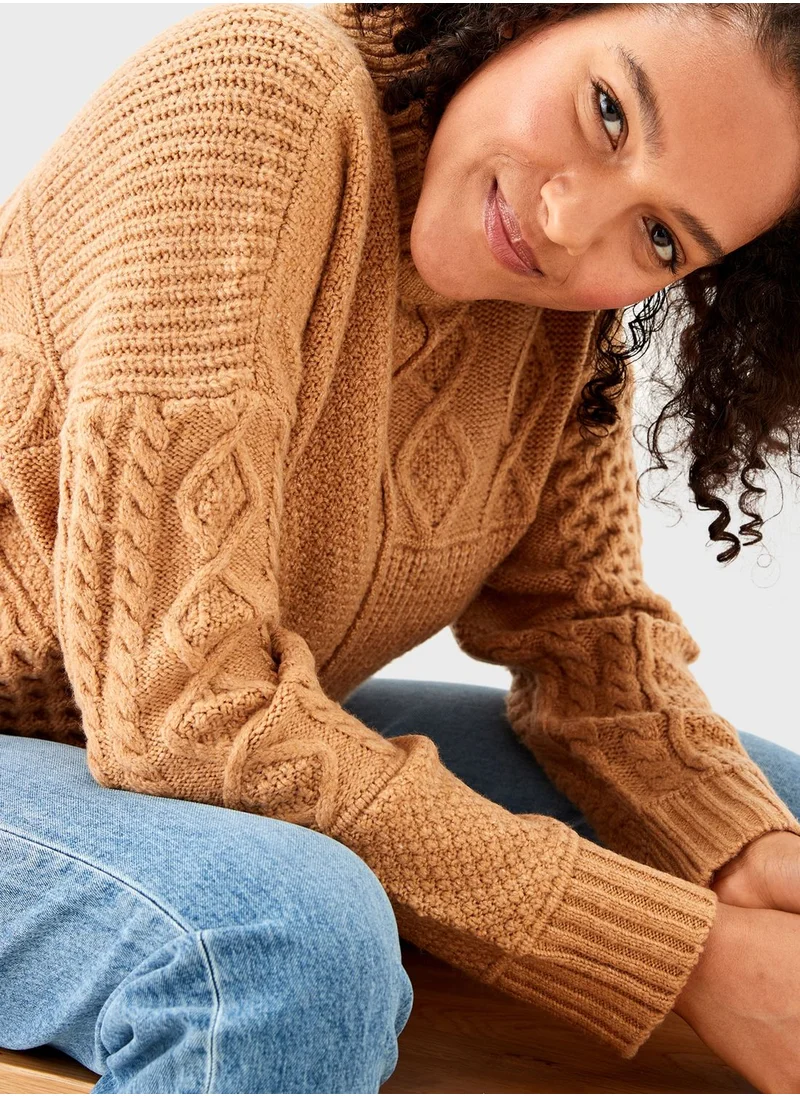 American Eagle High Neck Knitted Sweater