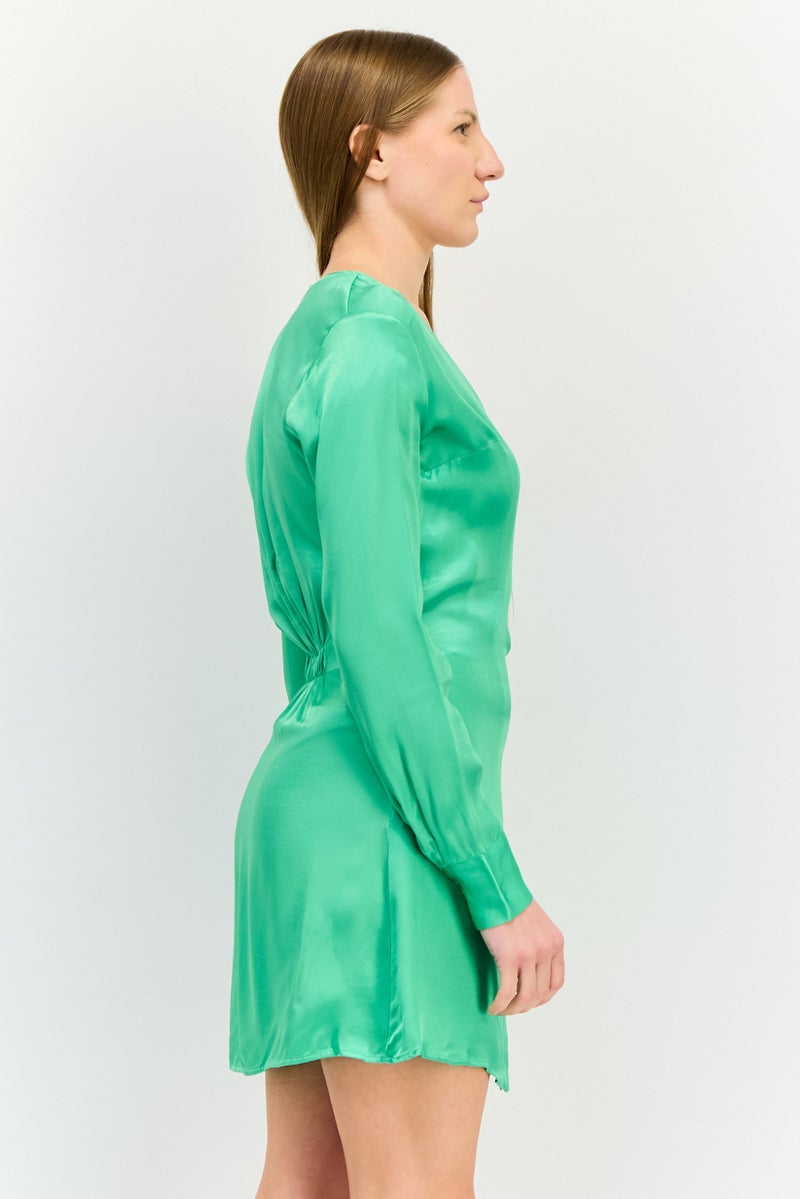 Bershka فستان ميني بسيط للنساء، أخضر - Image 2