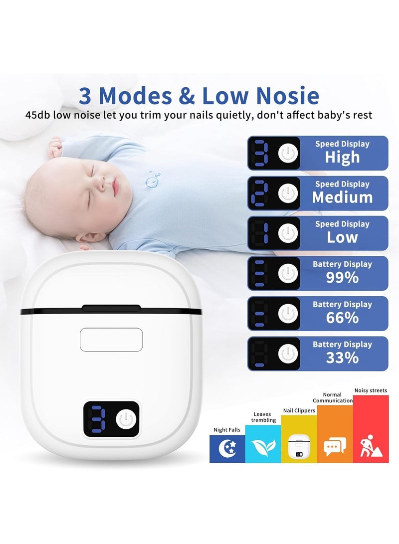 Electric Nail Clipper, 3 Speeds Automatic Electric Nail Trimmer for Baby Children with LED Light, Rechargeable Electric Nail Clippers for Men Women Kids, Electric Finger Toe Nail Cutter - Image 2