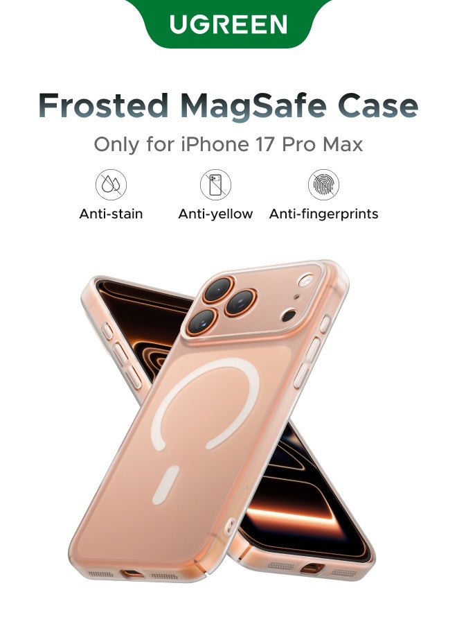 يو جرين جراب MagSafe غير لامع لهاتف iPhone 17 Pro Max، غطاء شفاف ايفون ١٧ برو ماكس غير لامع مقاوم لبصمات الأصابع، غطاء خلفي صلب من البولي كربونات مع حماية معززة للكاميرا، تثبيت مغناطيسي قوي، غطاء خلفي أنيق ونحيف ومقاوم للصدمات - Image 1