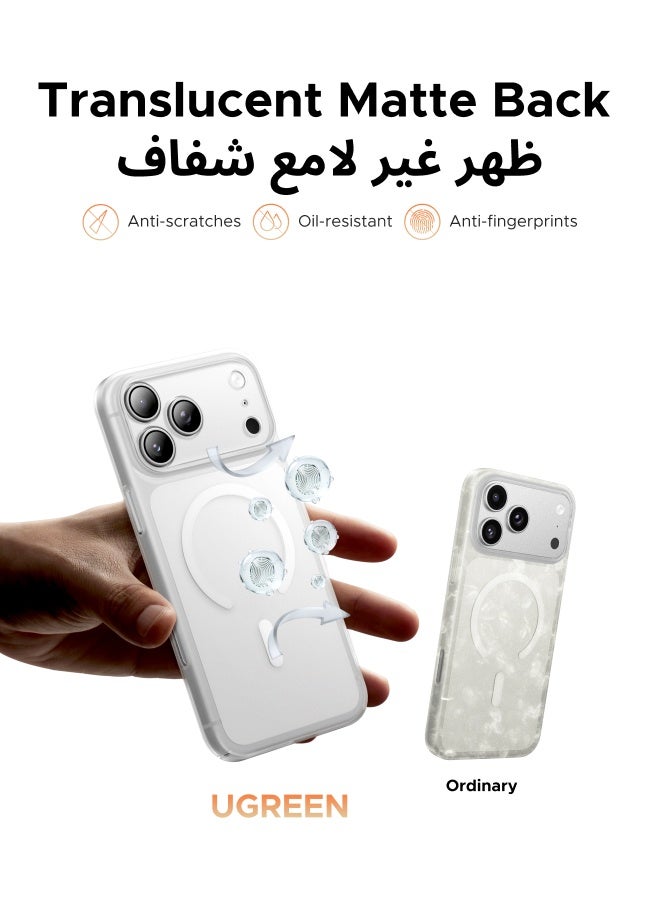 يو جرين جراب MagSafe غير لامع لهاتف iPhone 17 Pro Max، غطاء شفاف ايفون ١٧ برو ماكس غير لامع مقاوم لبصمات الأصابع، غطاء خلفي صلب من البولي كربونات مع حماية معززة للكاميرا، تثبيت مغناطيسي قوي، غطاء خلفي أنيق ونحيف ومقاوم للصدمات - Image 3
