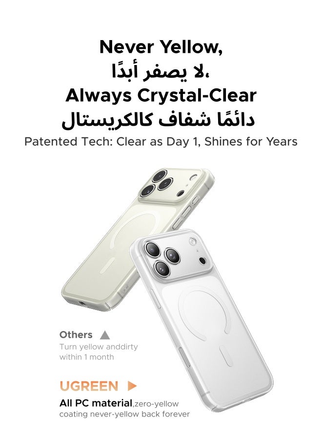 يو جرين جراب MagSafe غير لامع لهاتف iPhone 17 Pro Max، غطاء شفاف ايفون ١٧ برو ماكس غير لامع مقاوم لبصمات الأصابع، غطاء خلفي صلب من البولي كربونات مع حماية معززة للكاميرا، تثبيت مغناطيسي قوي، غطاء خلفي أنيق ونحيف ومقاوم للصدمات - Image 5