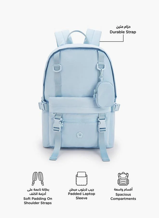 Missy BLUE Solid Tactical School Backpack With Detachable Pouch for Women | Best Price UAE
