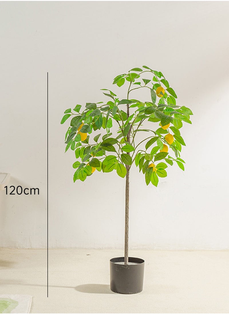 SINCHER SINCHER Artificial lemon Trees Scandinavian style simulation lemon tree greenery floor potted plant 120cm simulation lemon tree ornaments home fake tree living room decoration greenery (120CM)  - Image 2