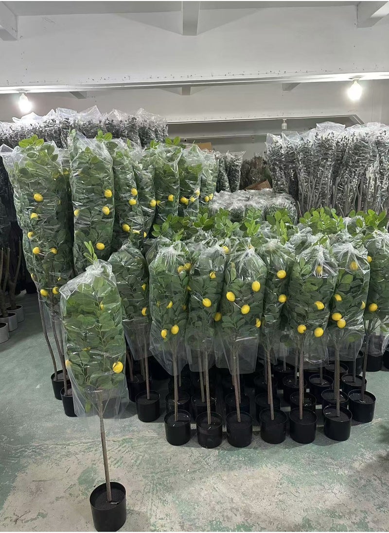 SINCHER SINCHER Artificial lemon Trees Scandinavian style simulation lemon tree greenery floor potted plant 120cm simulation lemon tree ornaments home fake tree living room decoration greenery (120CM)  - Image 3