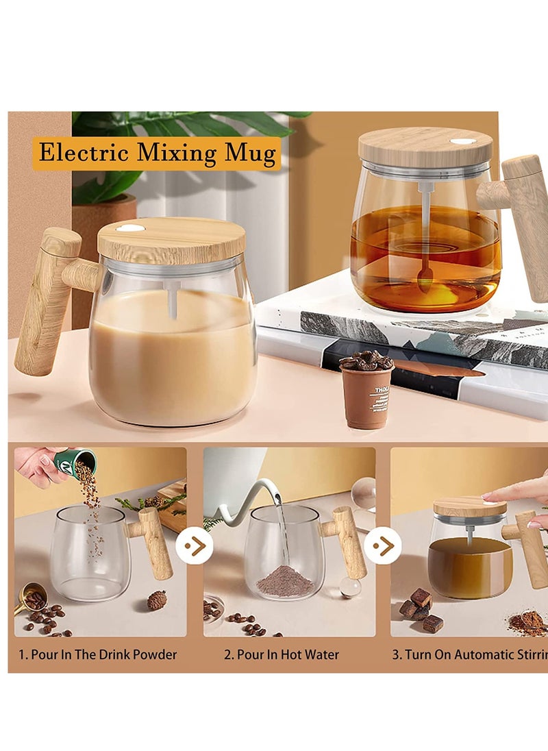 SYOSI - Self Stirring Mug, Electric Self Mixing Mug, Auto Glass Coffee Cup, High Borosilicate Glass Mixing Coffee Mug, Travel Stirring Cup Suitable for Coffee/Milk/Protein Powder 400ML - Image 1