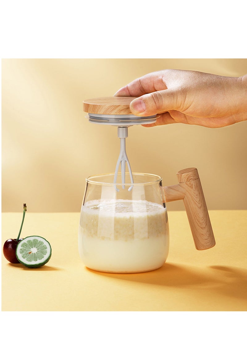 SYOSI - Self Stirring Mug, Electric Self Mixing Mug, Auto Glass Coffee Cup, High Borosilicate Glass Mixing Coffee Mug, Travel Stirring Cup Suitable for Coffee/Milk/Protein Powder 400ML - Image 1