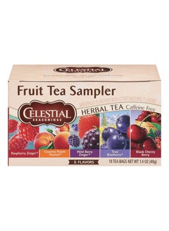 CELESTIAL SEASONINGS Fruit Tea Sampler Herbal Tea Caffeine Free,5 Flavors - 18 Tea Bags 40 g  - Image 1