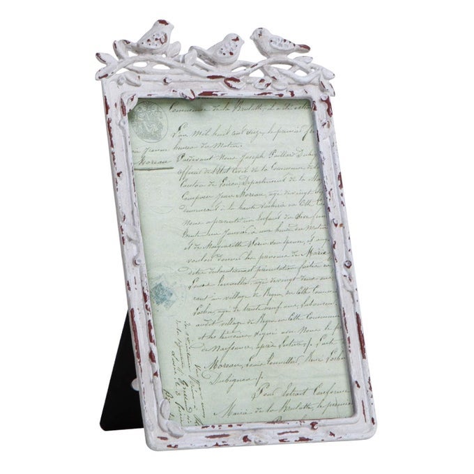 VINTAGE 4X6 IN PICTURE FRAME FARMHOUSE TABLE TOP PHOTO DISPLAY FOR HOME DECOR VERTICALLY FRAME ANTIQUE WHITE BIRDS