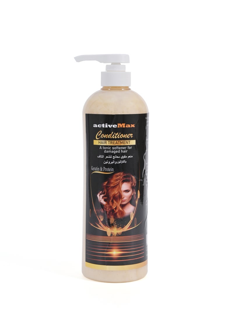 active max Conditioner with Keratin and Protein Hair treatment a tonic Softener for damaged hair 1 LTR - Image 1