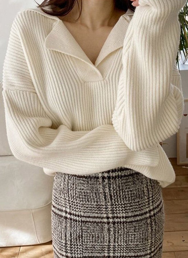 YUNIQEE سويت شيرت أبيض مضلع للنساء - Image 1