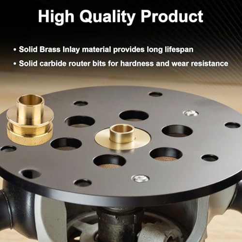 Rpeconu 11Pcs Brass Router Bushing Guide Set, Router Template Guide with Lock Nut Adapter, Compatible with Porter Cable Style Router Sub-Bases, for Dovetailing, Cut Out Work & Woodworking Router Accessories - Image 4