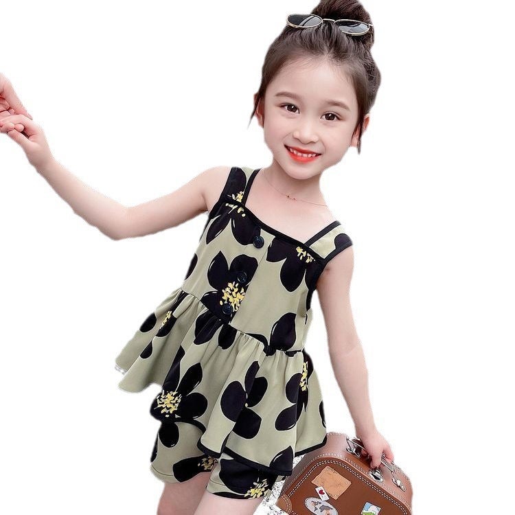 Children's New Sweet Summer Girls' 2025 Stylish Suspender Casual Suit for Baby Girls, Thin Summer Outfit, Versatile and Trendy - Image 5