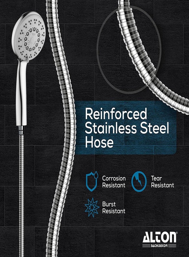 ALTON SHR22355 ABS, 4-INCH, 5-Function Hand Shower With 1.5 Meter Hose Pipe And Wall Hook, Silver - Image 2