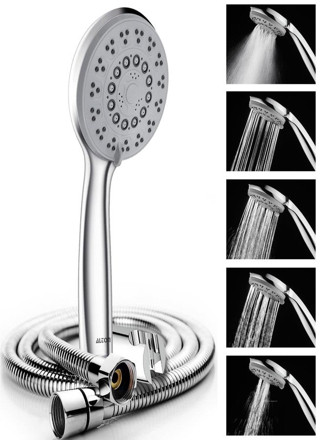 ALTON SHR22355 ABS, 4-INCH, 5-Function Hand Shower With 1.5 Meter Hose Pipe And Wall Hook, Silver - Image 1
