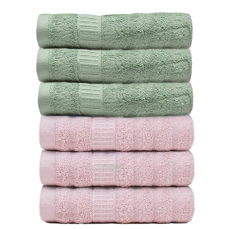Mush Bamboo Hand Towels Set of 6 | Ultra Soft, Absorbent & Quick Dry Towel Gym, Pool, Travel, Sports and Yoga Towel for Men and Women | 29.5 x 13 Inches / 75 X 35 cms | 600 GSM Pack of 6, Multi - Image 1