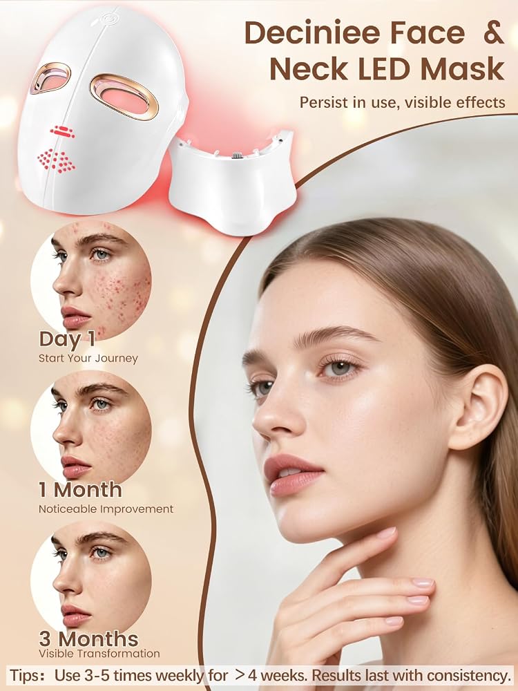 Deciniee Red Light Therapy Mask Skin Care: LED Face Mask & Neck Mask - 7 Colors LED Mask - Wireless for Anti-Aging & Hydration for Glowing Skin - Facial Skincare & Beauty Gifts - Image 3