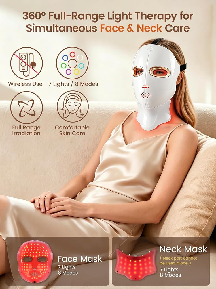 Deciniee Red Light Therapy Mask Skin Care: LED Face Mask & Neck Mask - 7 Colors LED Mask - Wireless for Anti-Aging & Hydration for Glowing Skin - Facial Skincare & Beauty Gifts - Image 2