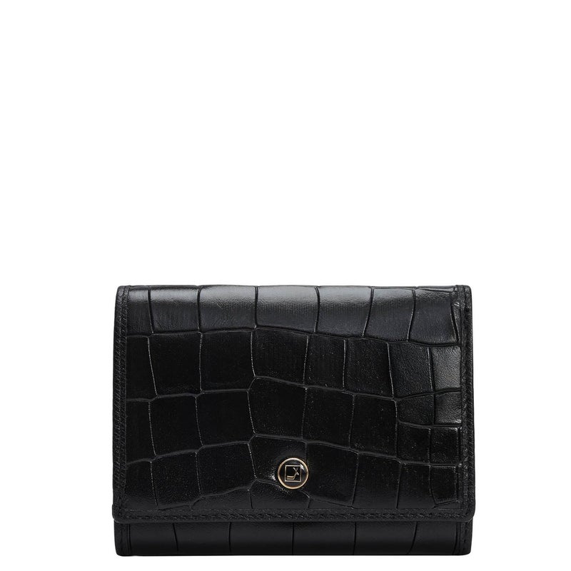 Da Milano Leather Mini Flap Wallet for Women - Black (LW-10057A-OL) - Image 5