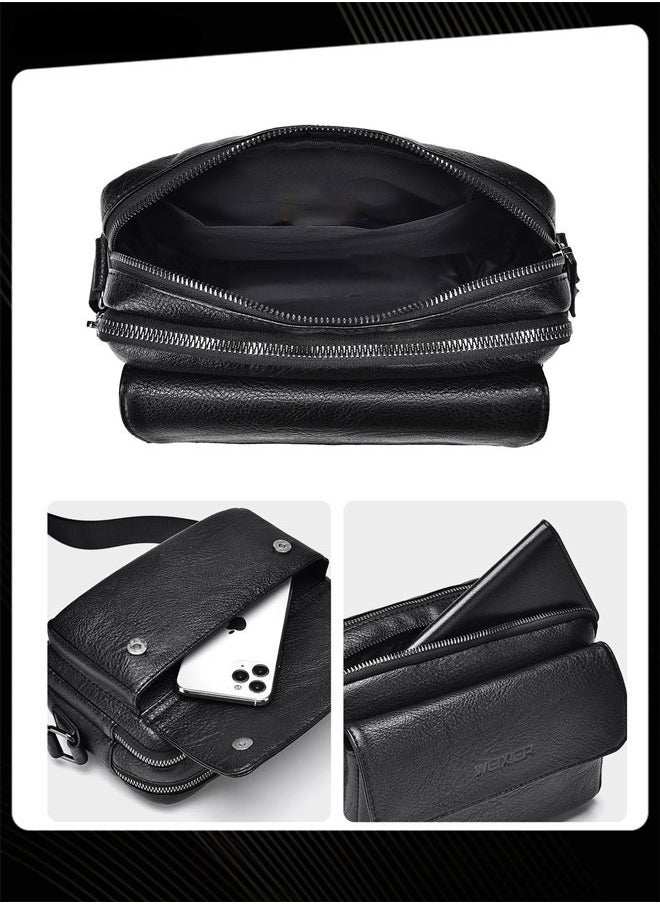WEIXIER Men Retro Chest Bag PU Lether Water-Repellent and Wear-resistant Crossbody Bag with Adjustable Straps  - Image 5