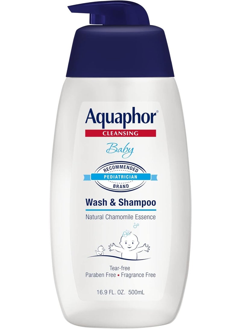 Aquaphor, Baby, Wash & Shampoo, Fragrance Free, 16.9 fl oz (500 ml) - Image 1