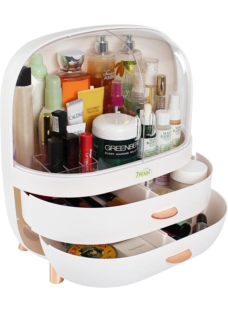 7Penn 7Penn Large Makeup Organizer Box - Enclosed On Display Makeup Organizer Case with Cosmetic Storage Drawers 