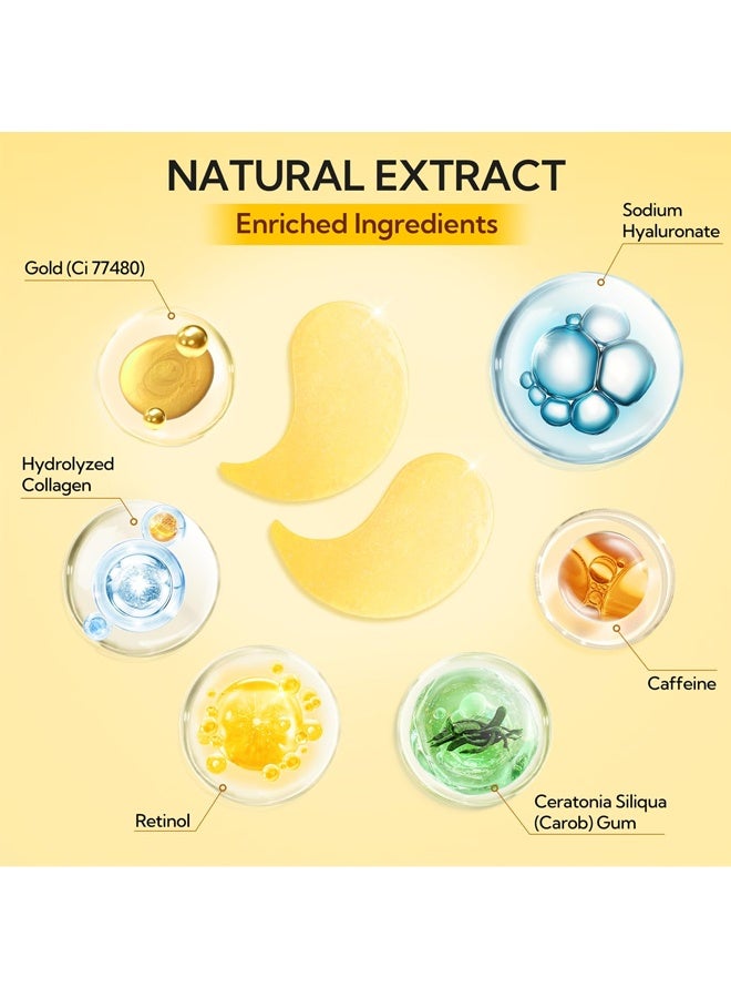 لان بينا رقع تحت العين (30 زوجًا) - قناع ذهبي تحت العين بالريتينول والكولاجين، قناع تحت العين للعناية بالوجه، أقنعة للعين للهالات السوداء والانتفاخات، أقنعة تحت العين للجمال والعناية الشخصية - Image 2
