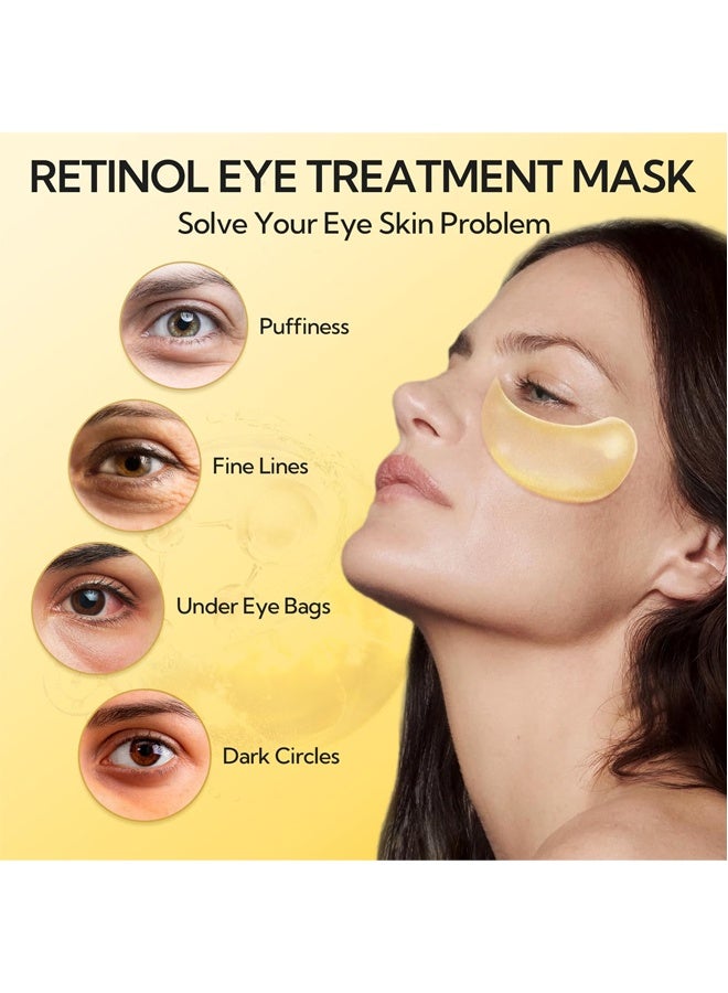 لان بينا رقع تحت العين (30 زوجًا) - قناع ذهبي تحت العين بالريتينول والكولاجين، قناع تحت العين للعناية بالوجه، أقنعة للعين للهالات السوداء والانتفاخات، أقنعة تحت العين للجمال والعناية الشخصية - Image 5