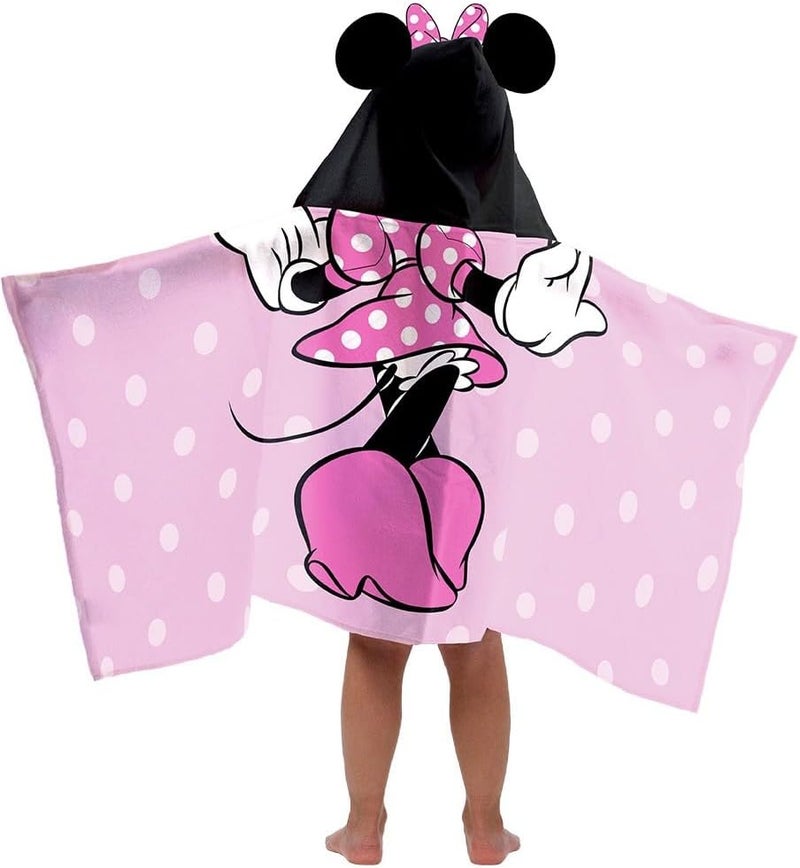 Jay Franco Disney Minnie Mouse Hooded Poncho Bath Towel 56 x 130 cm 100% Cotton Changing Poncho for Children - Image 1