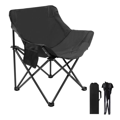 aledaras Portable Folding Chair for Sauna, Fast Folding Chair with Carry Bag and Side Pocket Chairs for Adults, Carry Chair for Camping, Tailgates, Beach, and Sports(Black) - Image 1
