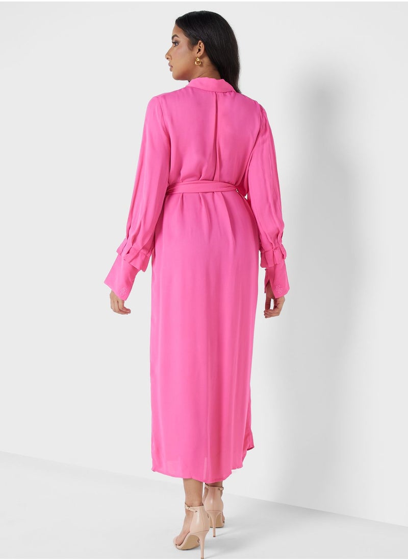 Cmeo collective - Button Detail Belted Dress - Image 1