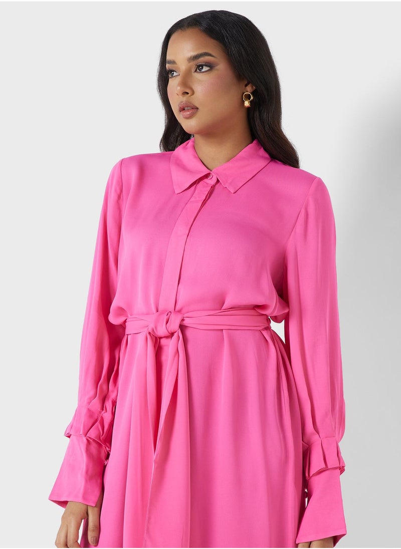 Cmeo collective - Button Detail Belted Dress - Image 1