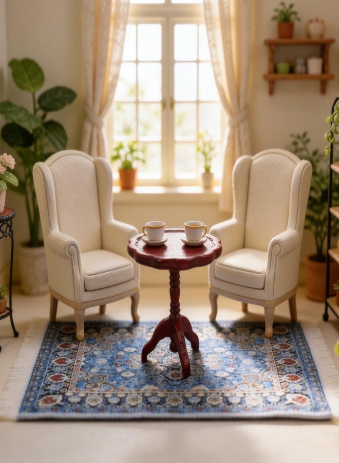 CHAMBERY 1:12 Scale Miniature Rug Carpet and End Table Wooden Side Table Dollhouse Furniture Accessories - Image 4