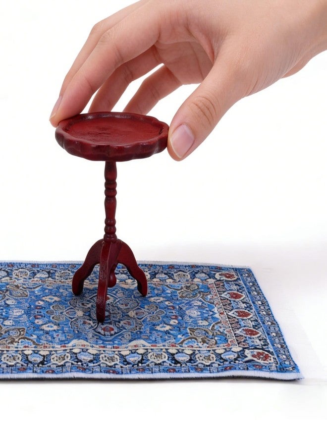 CHAMBERY 1:12 Scale Miniature Rug Carpet and End Table Wooden Side Table Dollhouse Furniture Accessories - Image 3
