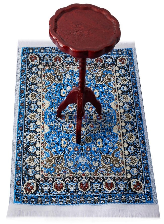 CHAMBERY 1:12 Scale Miniature Rug Carpet and End Table Wooden Side Table Dollhouse Furniture Accessories - Image 1