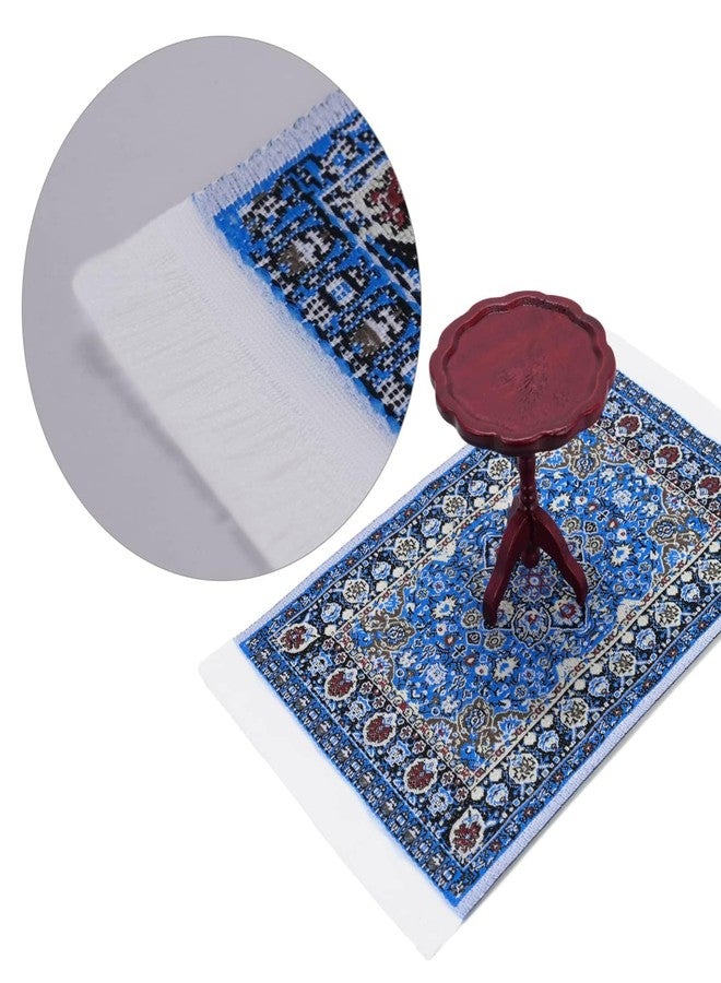 CHAMBERY 1:12 Scale Miniature Rug Carpet and End Table Wooden Side Table Dollhouse Furniture Accessories - Image 2