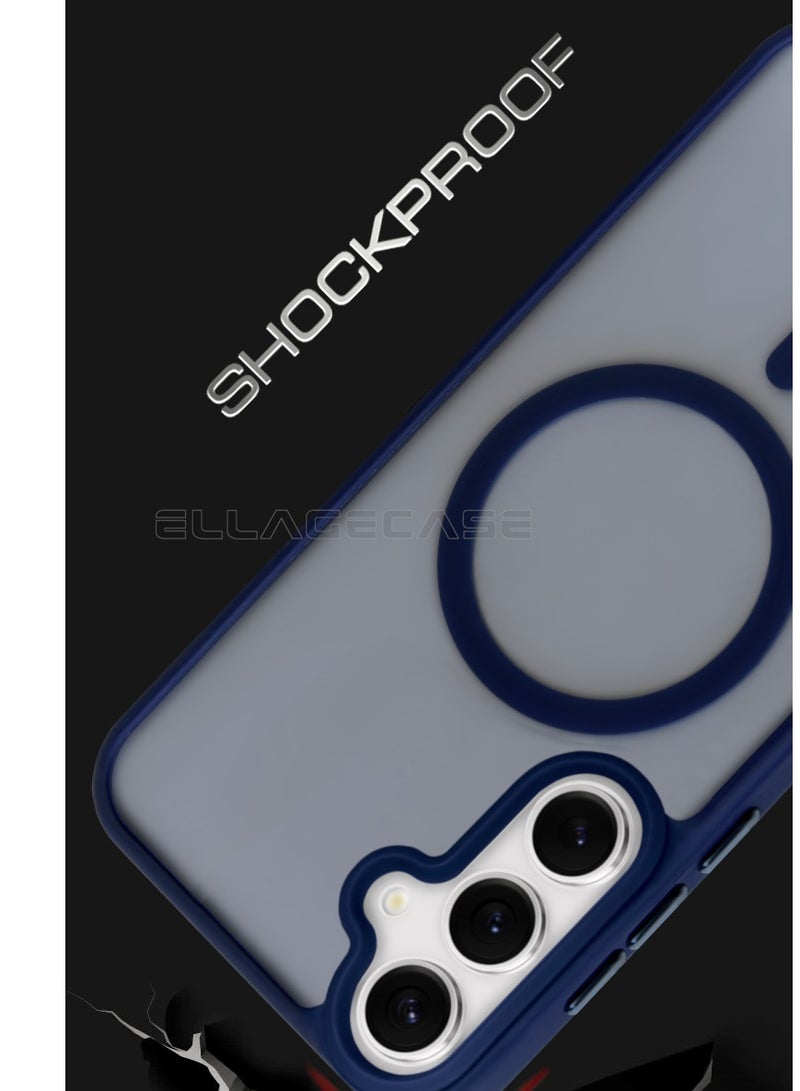 ELLAGECASE Blue Stylish Case for Samsung Galaxy S25, Solid Camera Protection, Shockproof, Enhanced Protection, Compatible with MagSafe and Wireless Charging - Image 2