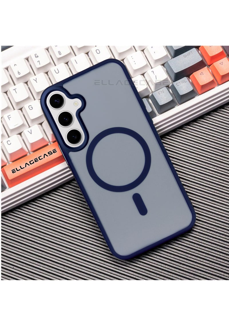 ELLAGECASE Blue Stylish Case for Samsung Galaxy S25, Solid Camera Protection, Shockproof, Enhanced Protection, Compatible with MagSafe and Wireless Charging - Image 5