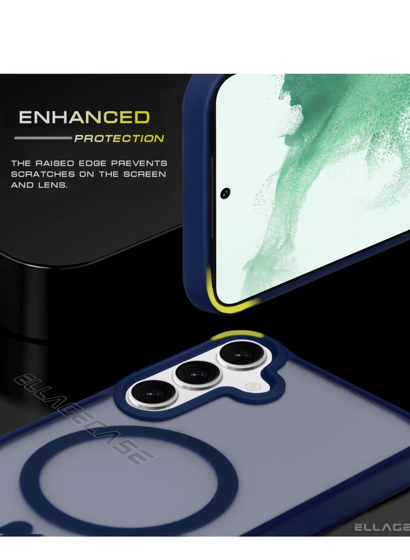 ELLAGECASE Blue Stylish Case for Samsung Galaxy S25, Solid Camera Protection, Shockproof, Enhanced Protection, Compatible with MagSafe and Wireless Charging - Image 3