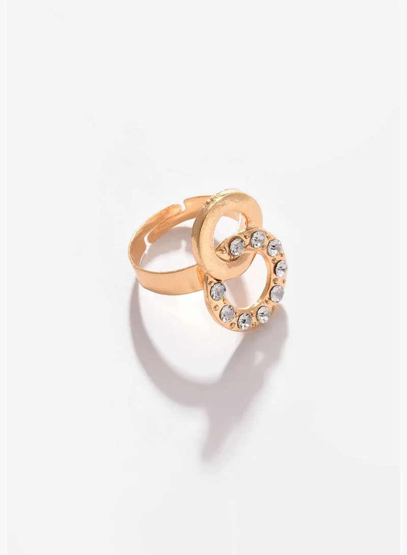 SOHI Gold Plated Designer Stone Necklace, Earrings, Bracelet and Ring Set