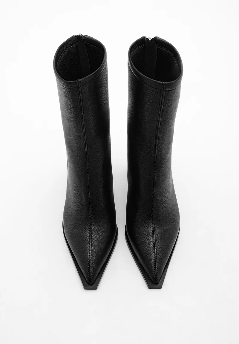 MARJIN Women's High Heel Boots Pointed Toe Back Zipper Thick Heel Kikas