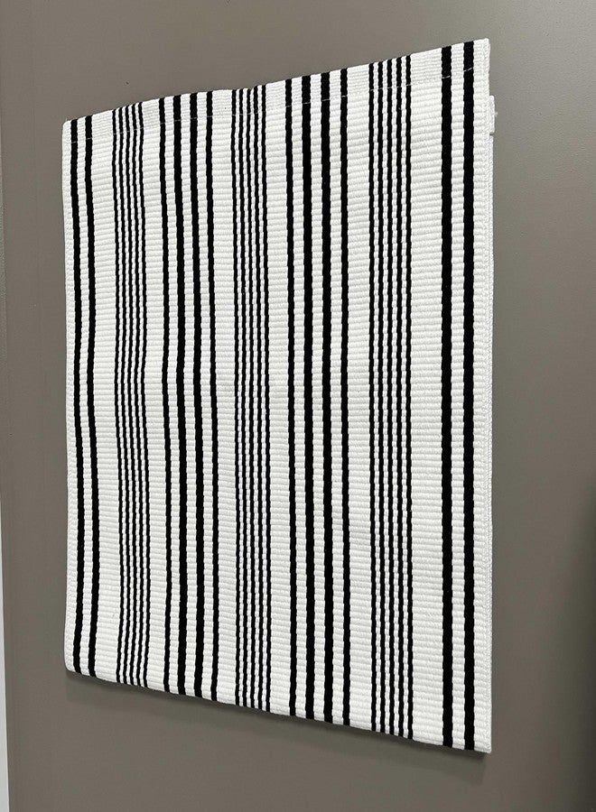 BUAGETUP Striped Doormat, 27.5 x 43.3 Inch, Striped Outdoor Rug, Hand Woven Cotton Doormat, Indoor/Outdoor, Black and White - Image 4