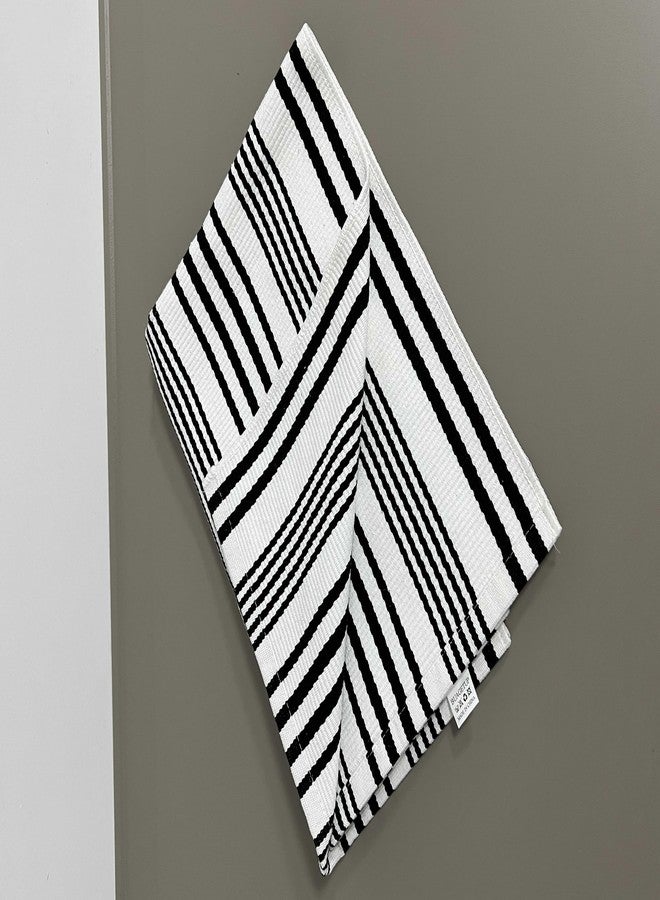 BUAGETUP Striped Doormat, 27.5 x 43.3 Inch, Striped Outdoor Rug, Hand Woven Cotton Doormat, Indoor/Outdoor, Black and White - Image 5