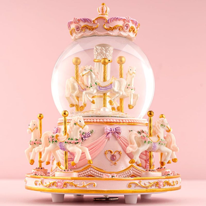 KISIVE You are My Sunshine Snow Globe Music Box Daughter Birthday Gifts for Women Girls Friend Sister Christmas Xmas Valentine Snow Globe Granddaughter Carousel Horse Music Box Gifts - Image 2