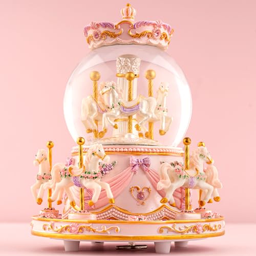 KISIVE You are My Sunshine Snow Globe Music Box Daughter Birthday Gifts for Women Girls Friend Sister Christmas Xmas Valentine Snow Globe Granddaughter Carousel Horse Music Box Gifts - Image 1