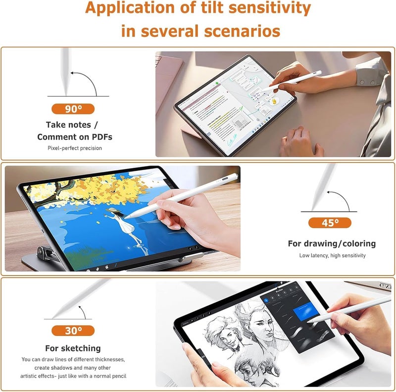 KASTWAVE Stylus Pen for iPad 2018-2024, 13 Mins Fully Charged, for iPad Pencil Compatible with Part of iPad/Pro/Air/Mini, Palm Rejection, Tilt Sensitivity, High Precision Sensitivity, Magnetic - Image 4